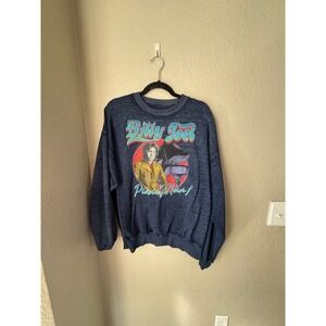 Billy Joel Sweatshirt Women's Large Blue Graphic Print Pullover Crew Neck